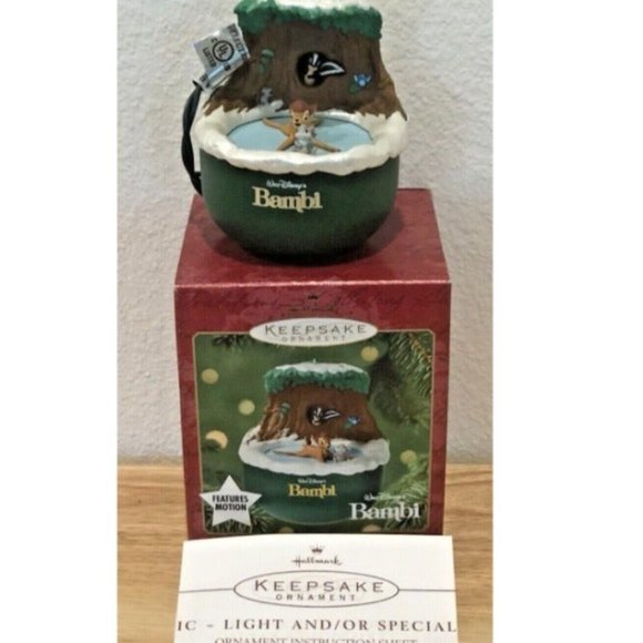 VINTAGE 2001 DISNEY "BAMBI DISCOVERS WINTER" HALLMARK KEEPSAKE MAGIC ORNAMENT - Picture 1 of 5